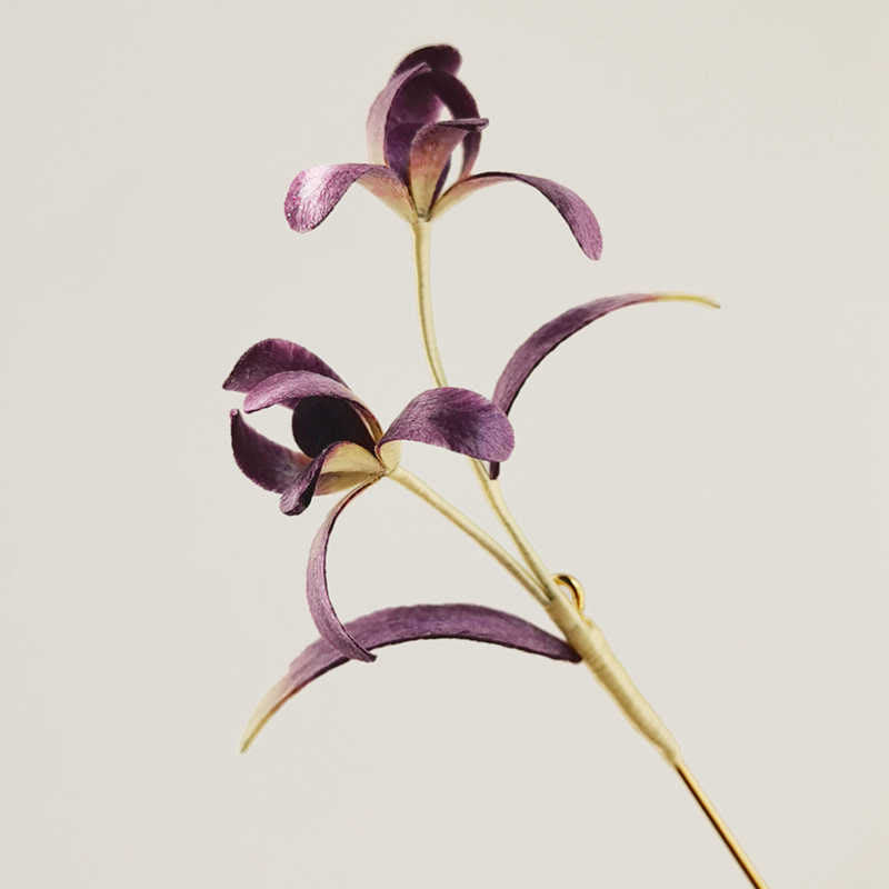Nimara Ritual Handmade Velvet Flower Mulberry Silk Orchid Flower Brooch