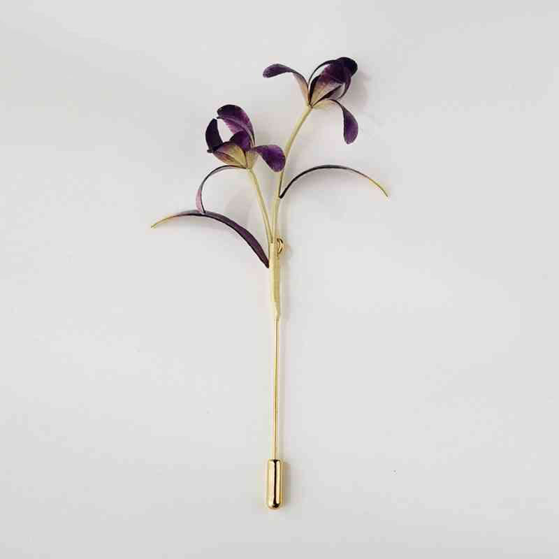 Nimara Ritual Handmade Velvet Flower Mulberry Silk Orchid Flower Brooch