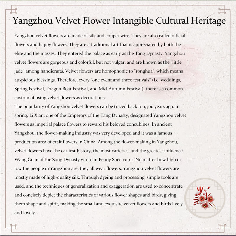 Nimara Ritual Handmade Yangzhou Velvet Flower Mulberry Silk Peach Blossom Brooch