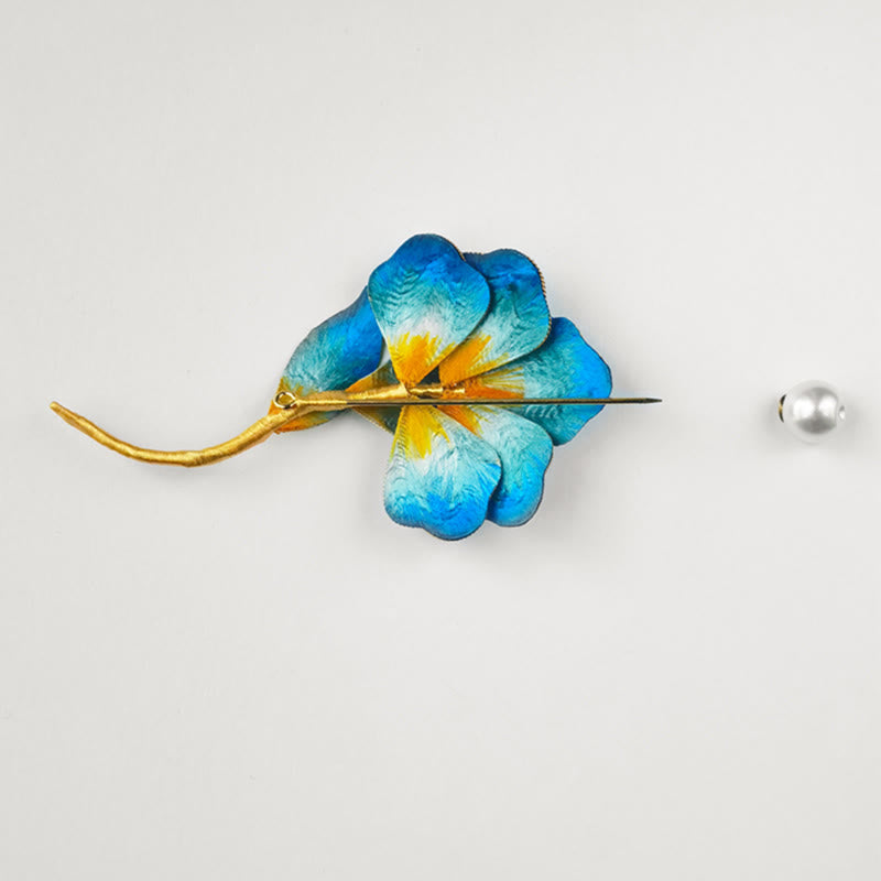 Nimara Ritual Handmade Velvet Flower Mulberry Silk Blue Flower Brooch
