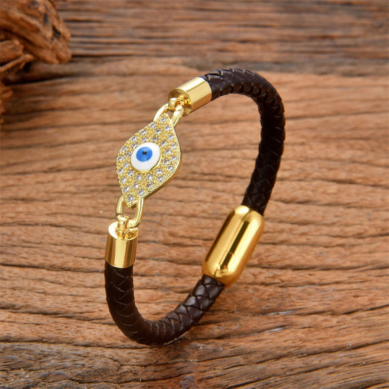 Nimara Ritual Evil Eye Protection Leather Metal Buckle Bracelet