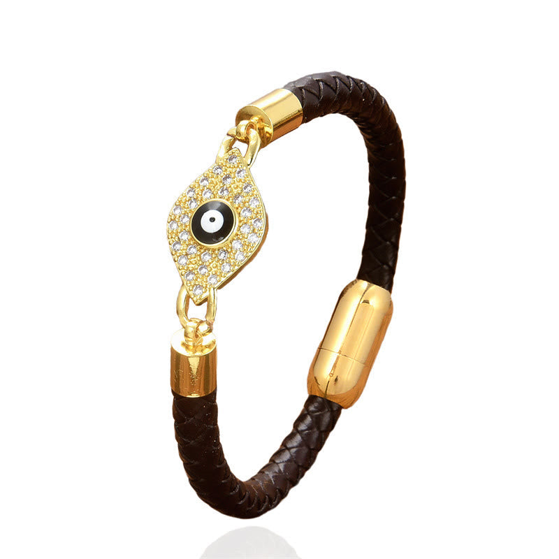 Nimara Ritual Evil Eye Protection Leather Metal Buckle Bracelet