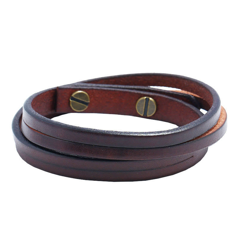Nimara Ritual Vintage Multi-layer Leather Strength Buckle Bracelet
