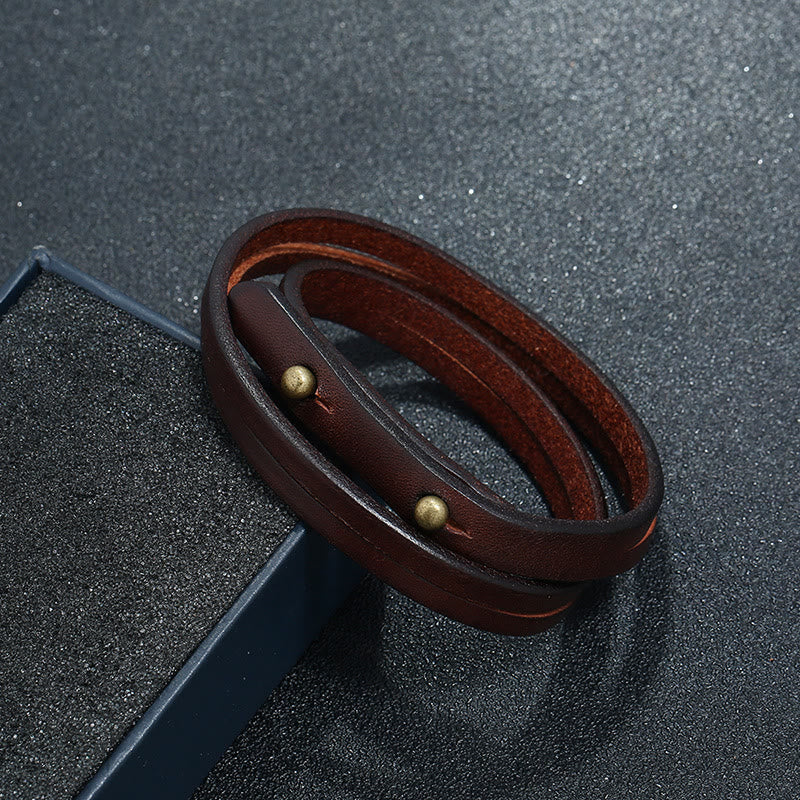 Nimara Ritual Vintage Multi-layer Leather Strength Buckle Bracelet