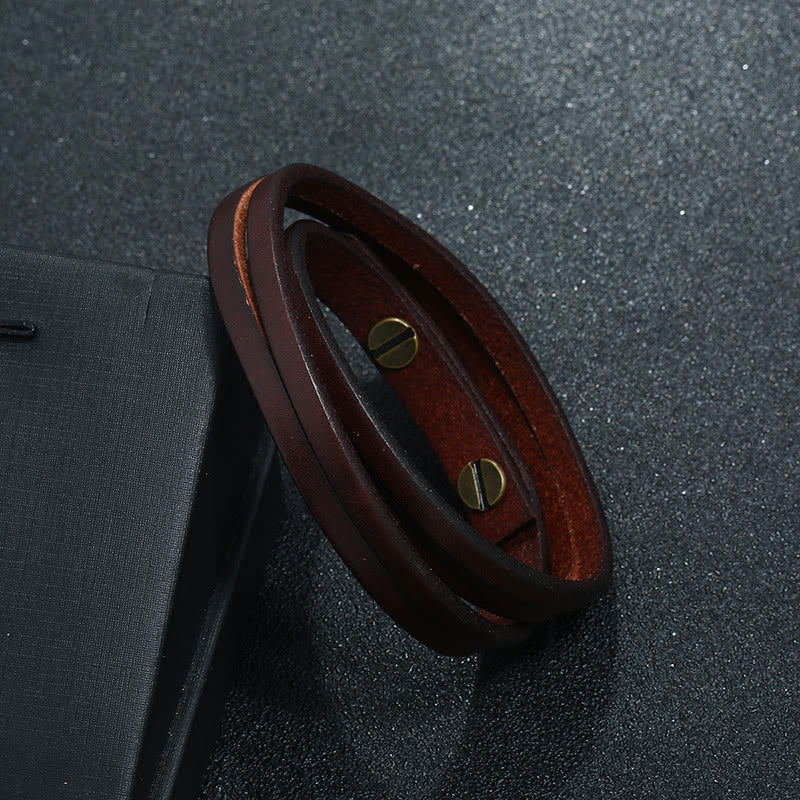 Nimara Ritual Vintage Multi-layer Leather Strength Buckle Bracelet
