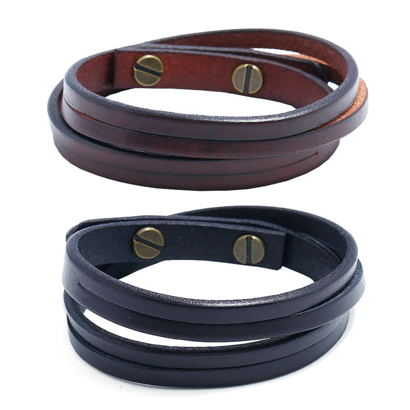Nimara Ritual Vintage Multi-layer Leather Strength Buckle Bracelet