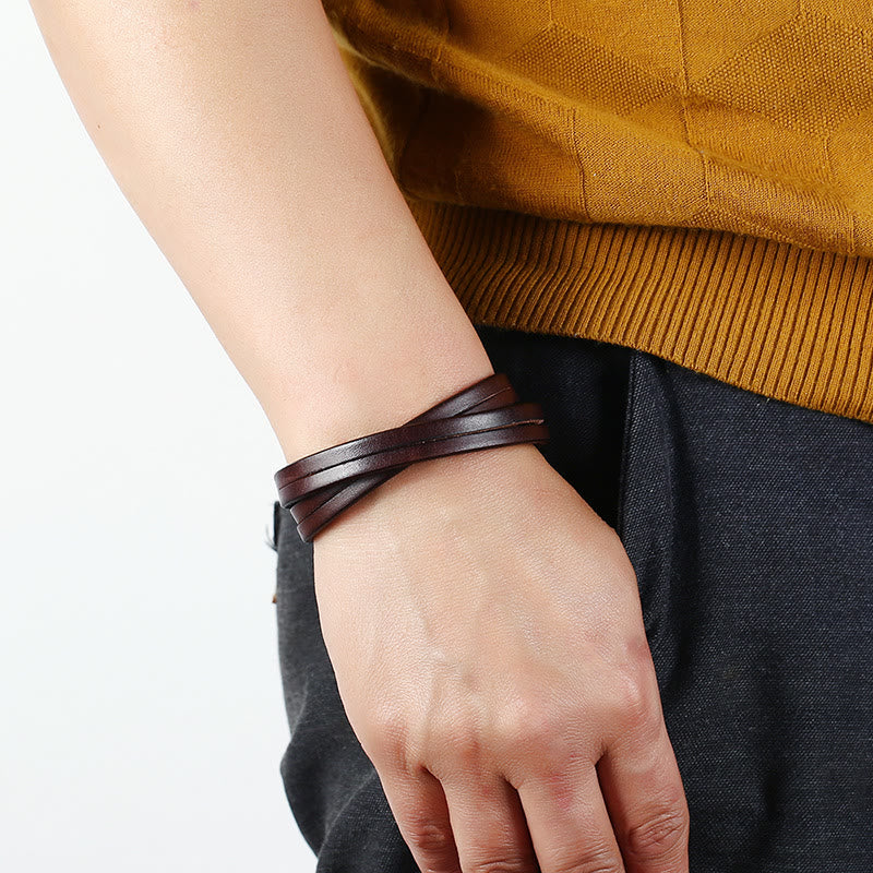 Nimara Ritual Vintage Multi-layer Leather Strength Buckle Bracelet