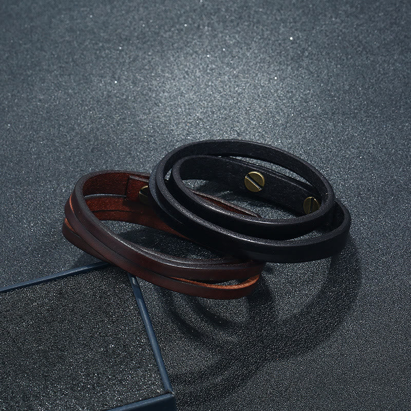 Nimara Ritual Vintage Multi-layer Leather Strength Buckle Bracelet