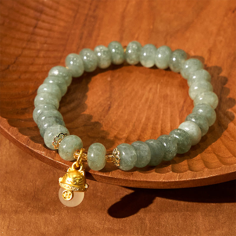 Nimara Ritual Strawberry Quartz Cyan Jade Lucky Cat Beads Healing Bracelet