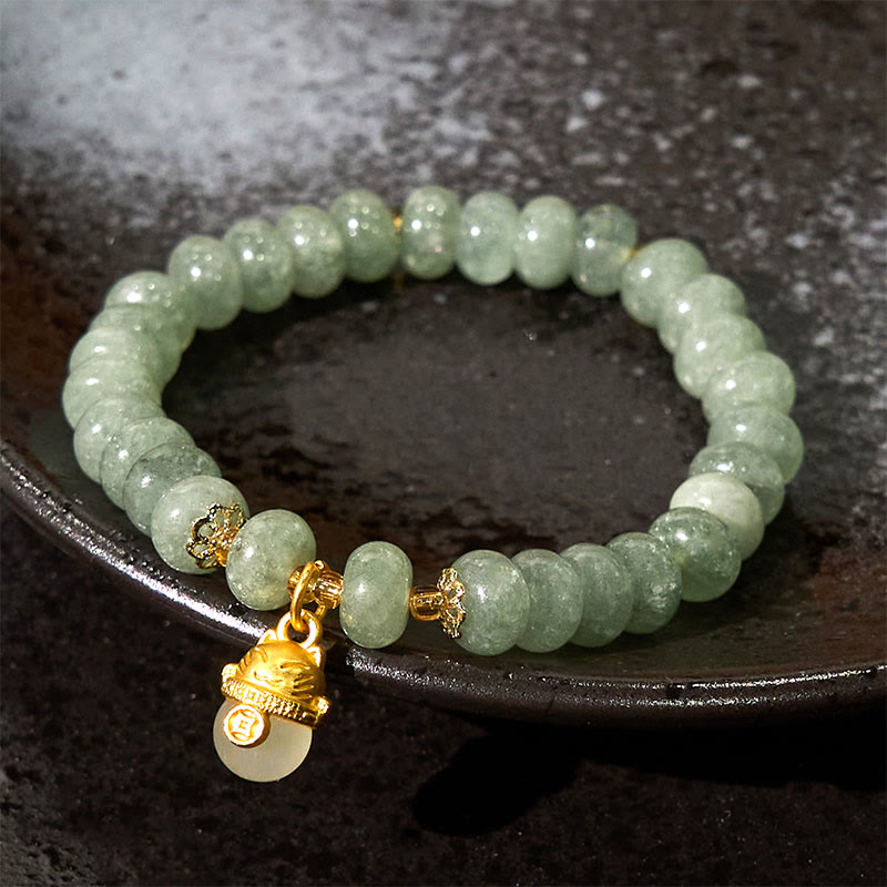 Nimara Ritual Strawberry Quartz Cyan Jade Lucky Cat Beads Healing Bracelet