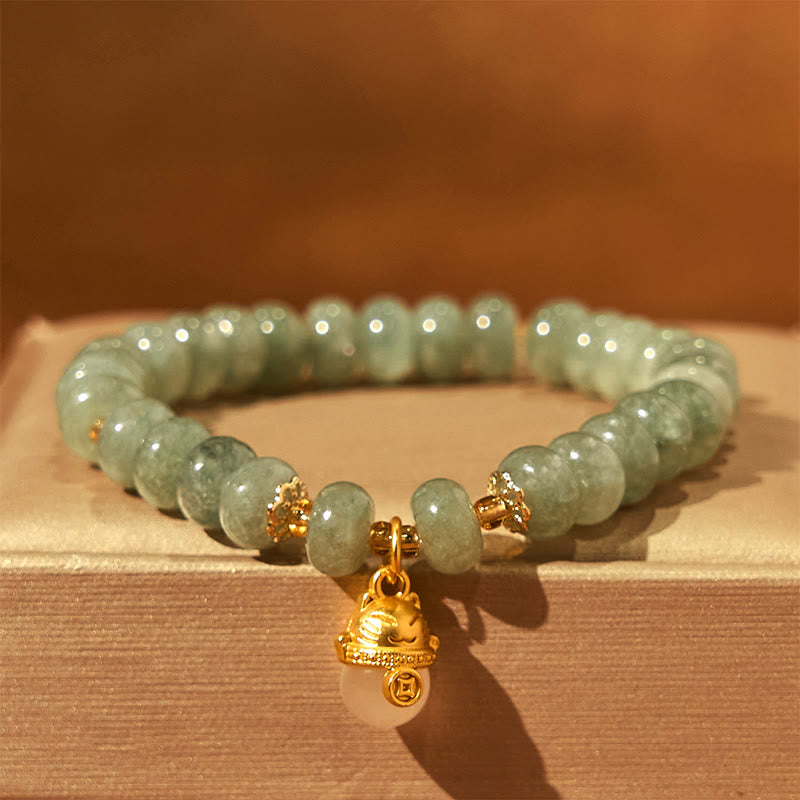Nimara Ritual Strawberry Quartz Cyan Jade Lucky Cat Beads Healing Bracelet