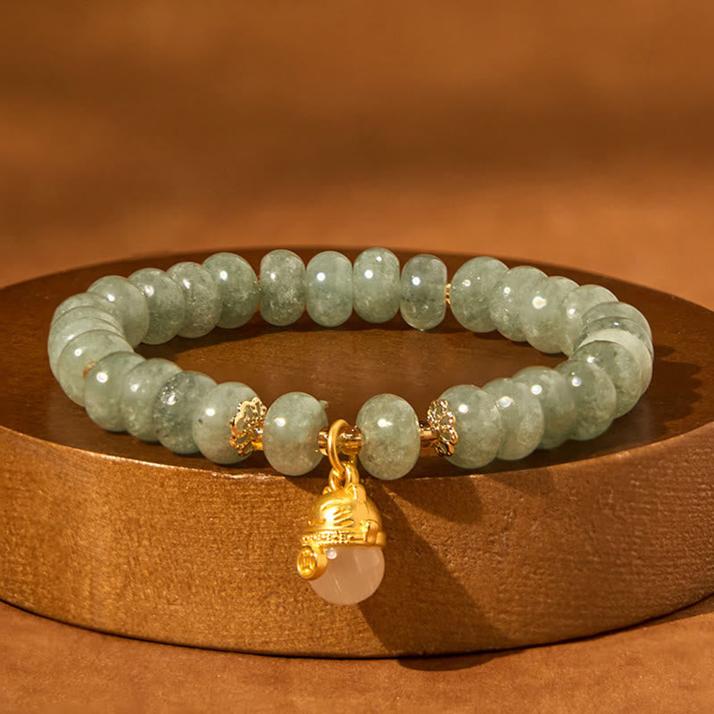 Nimara Ritual Strawberry Quartz Cyan Jade Lucky Cat Beads Healing Bracelet