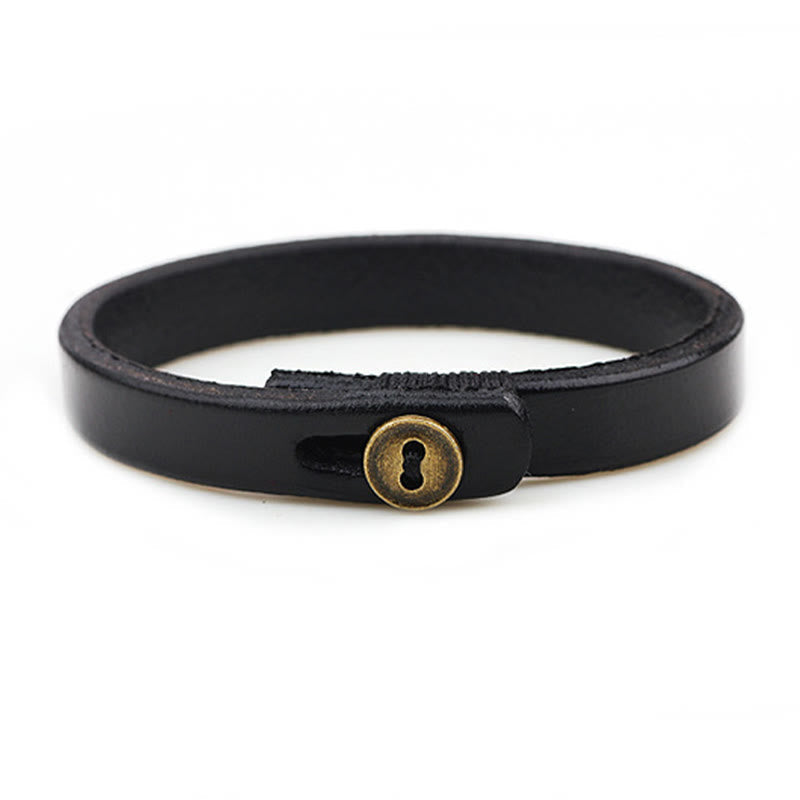 Nimara Ritual Vintage Plain Leather Button Buckle Confidence Bracelet