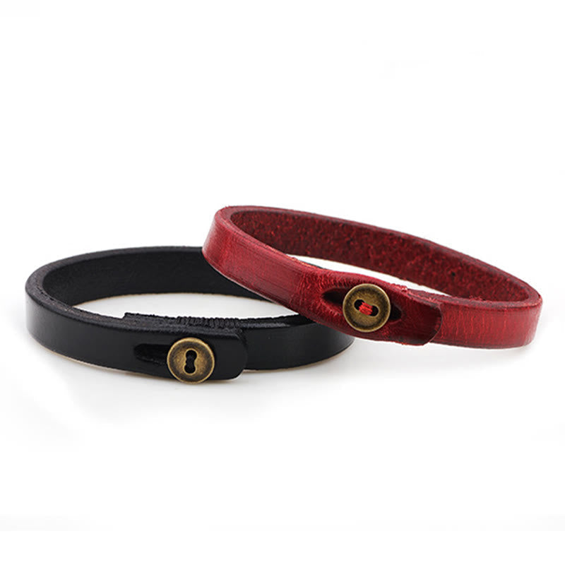 Nimara Ritual Vintage Plain Leather Button Buckle Confidence Bracelet