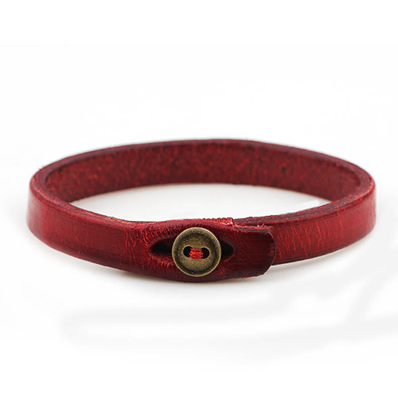 Nimara Ritual Vintage Plain Leather Button Buckle Confidence Bracelet