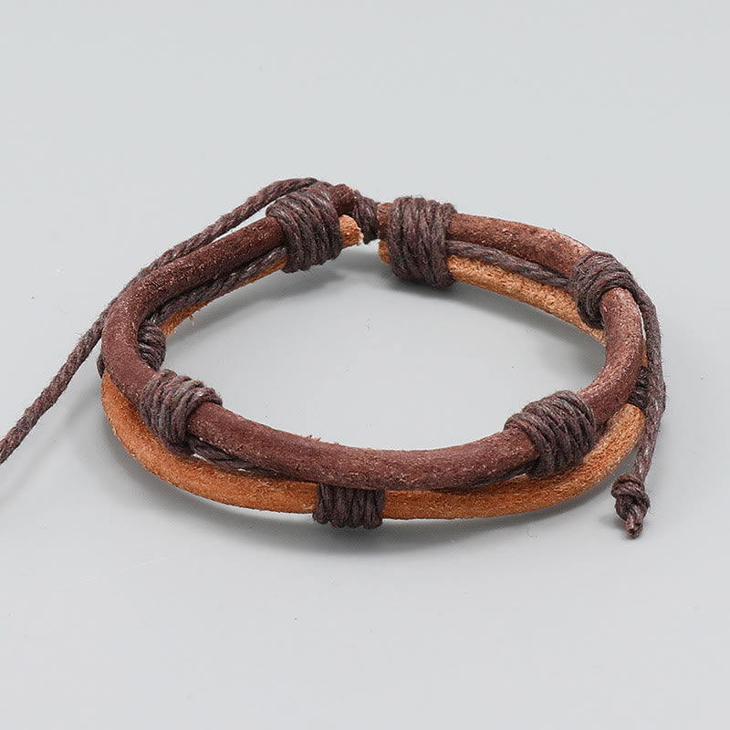 Nimara Ritual Vintage Leather Hand-woven Hemp Rope Strength Bracelet