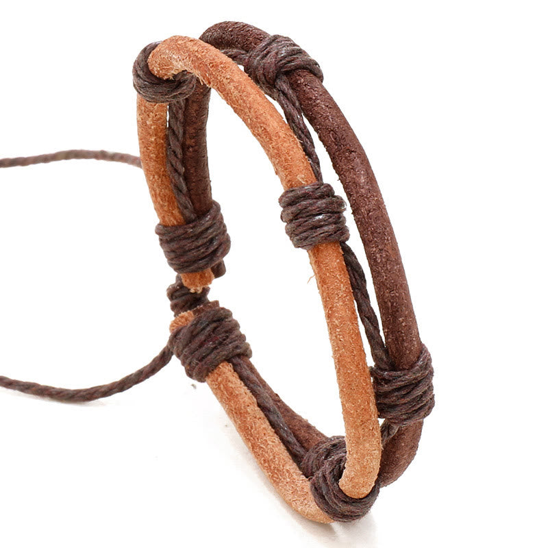 Nimara Ritual Vintage Leather Hand-woven Hemp Rope Strength Bracelet