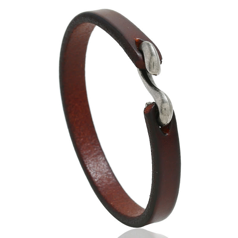 Nimara Ritual Vintage Leather Plain Strength Buckle Bracelet
