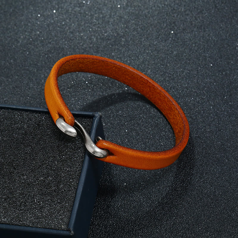 Nimara Ritual Vintage Leather Plain Strength Buckle Bracelet