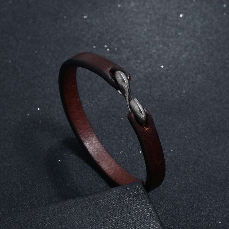 Nimara Ritual Vintage Leather Plain Strength Buckle Bracelet