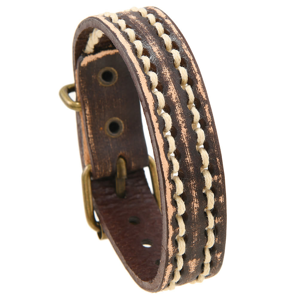 Nimara Ritual Vintage Leather Adjustable Buckle Strengthen Bracelet