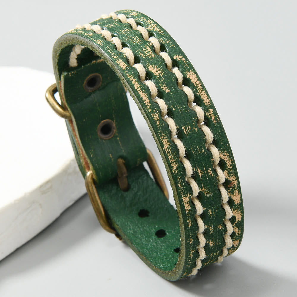 Nimara Ritual Vintage Leather Adjustable Buckle Strengthen Bracelet