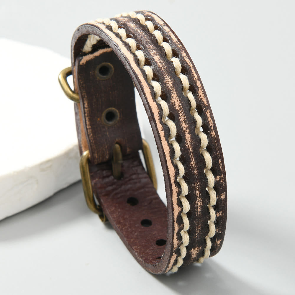 Nimara Ritual Vintage Leather Adjustable Buckle Strengthen Bracelet