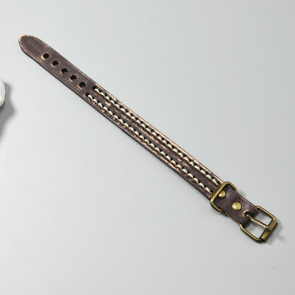 Nimara Ritual Vintage Leather Adjustable Buckle Strengthen Bracelet