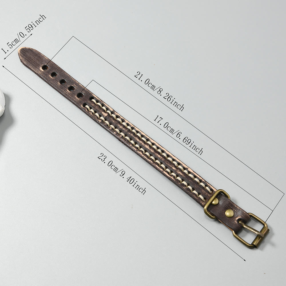 Nimara Ritual Vintage Leather Adjustable Buckle Strengthen Bracelet