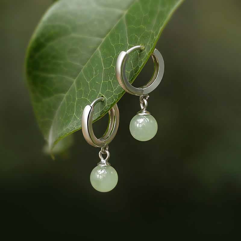 Nimara Ritual Round Jade Bead Prosperity Earrings
