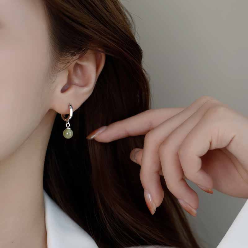 Nimara Ritual Round Jade Bead Prosperity Earrings