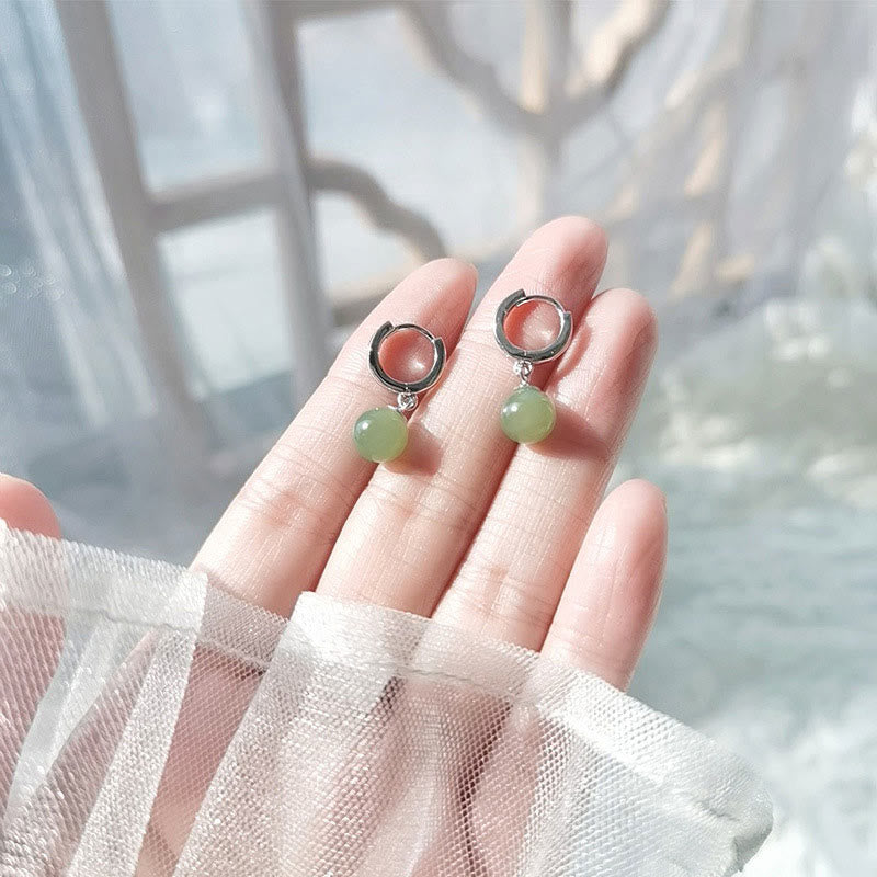 Nimara Ritual Round Jade Bead Prosperity Earrings