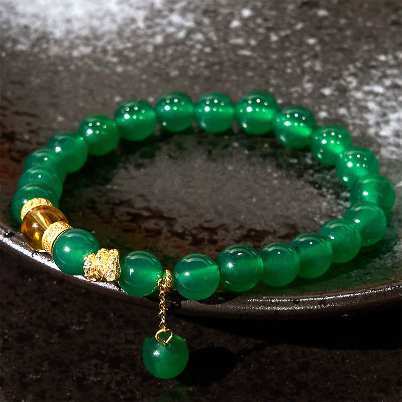 Nimara Ritual Year of the Snake Green Agate Citrine Power Bracelet