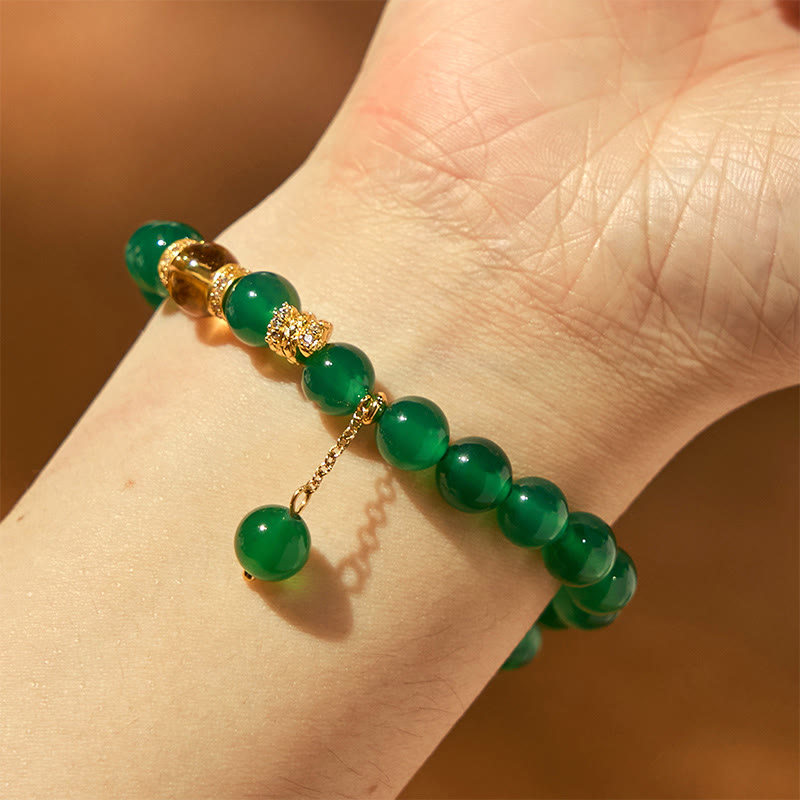 Nimara Ritual Year of the Snake Green Agate Citrine Power Bracelet