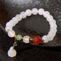 Nimara Ritual White Agate Red Agate Lotus Pod Charm Luck Bracelet