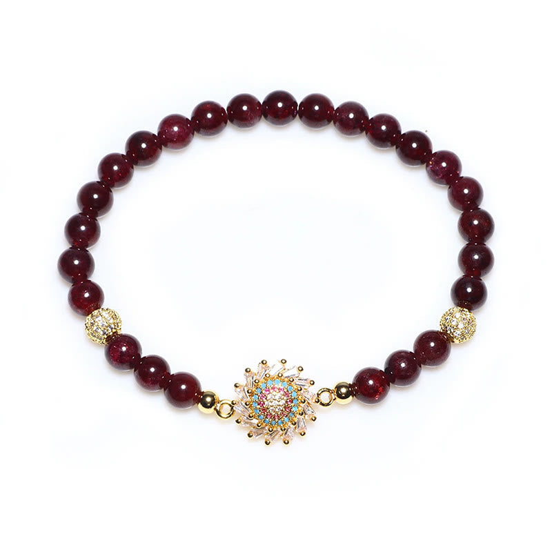 Nimara Ritual Natural Garnet Flower Zircon Bead Protection Bracelet