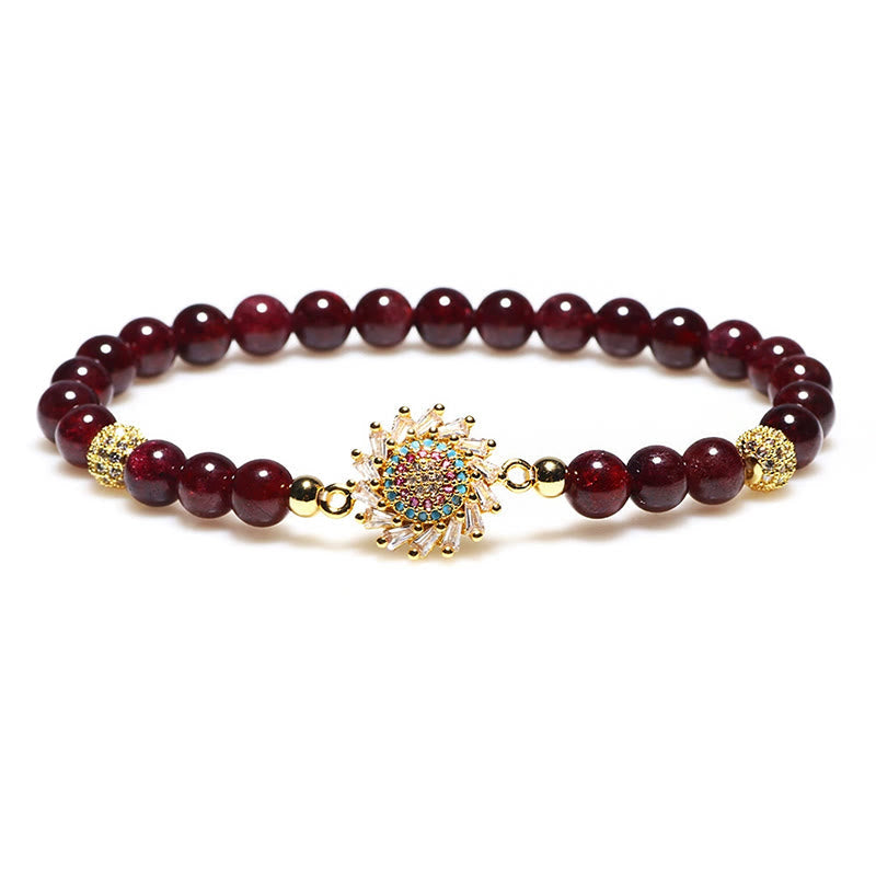 Nimara Ritual Natural Garnet Flower Zircon Bead Protection Bracelet