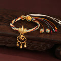 Nimara Ritual Handmade Dunhuang Color Deer Auspicious Cloud Peace Lock Bell Healing Reincarnation Knot Bracelet