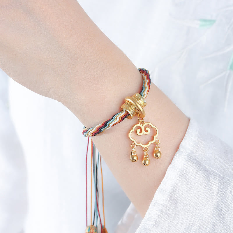 Nimara Ritual Handmade Dunhuang Color Deer Auspicious Cloud Peace Lock Bell Healing Reincarnation Knot Bracelet