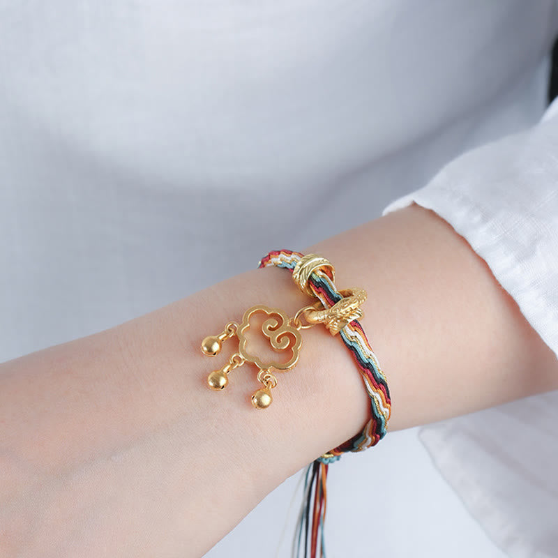 Nimara Ritual Handmade Dunhuang Color Deer Auspicious Cloud Peace Lock Bell Healing Reincarnation Knot Bracelet