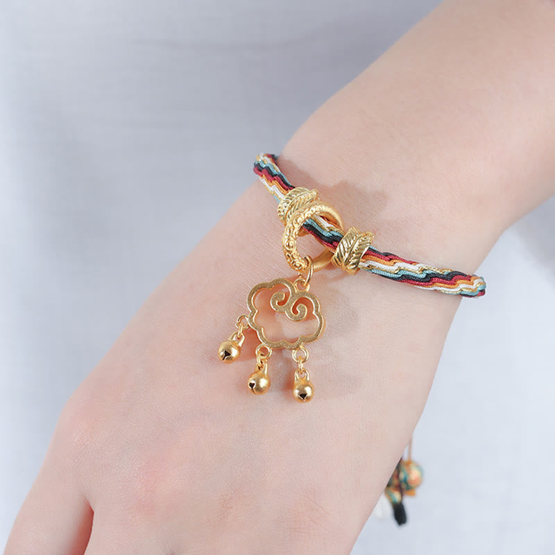 Nimara Ritual Handmade Dunhuang Color Deer Auspicious Cloud Peace Lock Bell Healing Reincarnation Knot Bracelet