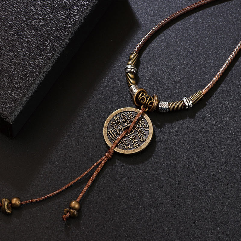 Nimara Ritual Mountain Ghosts Spend Money Bagua Alloy Copper Coin Harmony Necklace Pendant
