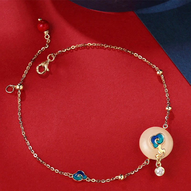 Nimara Ritual 925 Sterling Silver Natural Hetian Jade Auspicious Clouds Abundance Bracelet