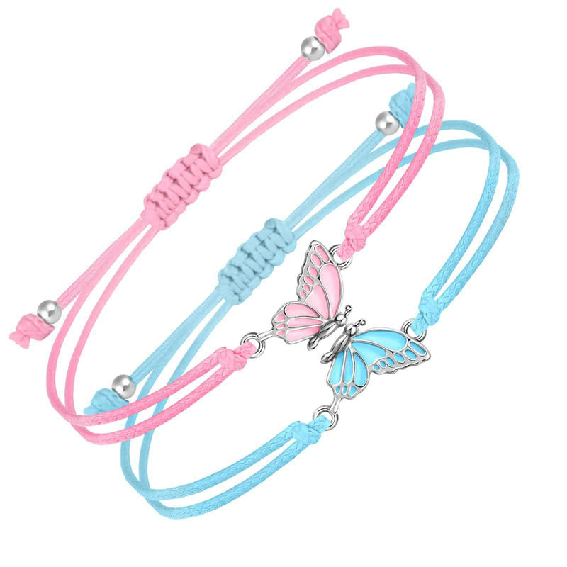 Nimara Ritual 2Pcs Handmade Braided Rope Butterfly Freedom Bracelet