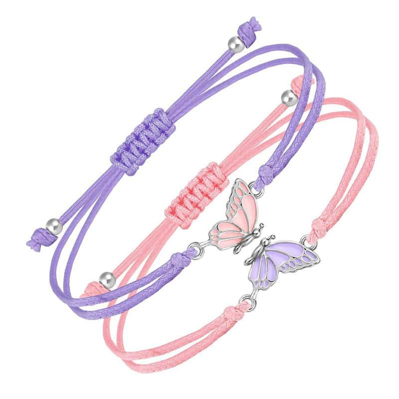Nimara Ritual 2Pcs Handmade Braided Rope Butterfly Freedom Bracelet