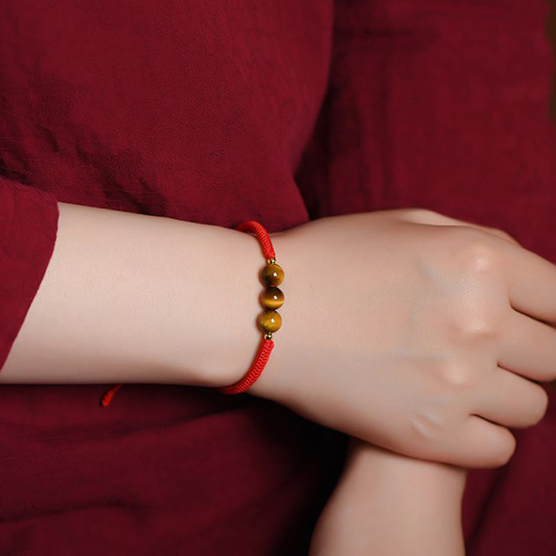 Nimara Ritual Handmade Tiger Eye Bead Luck Protection Rope Bracelet