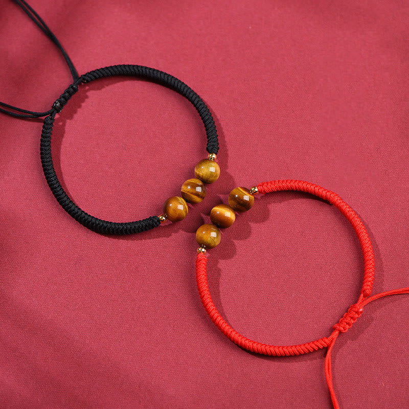 Nimara Ritual Handmade Tiger Eye Bead Luck Protection Rope Bracelet