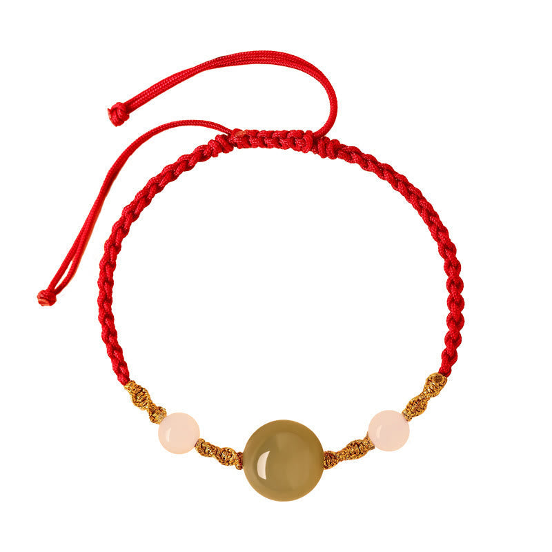 Nimara Ritual Hetian Jade Black Onyx Red Agate Bead Luck Braided Bracelet