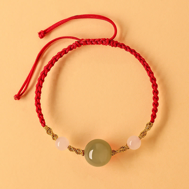 Nimara Ritual Hetian Jade Black Onyx Red Agate Bead Luck Braided Bracelet