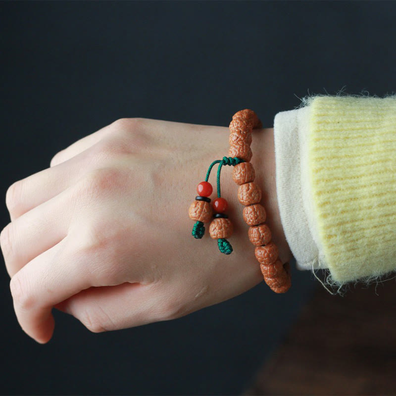 Nimara Ritual Tibetan Rudraksha Bodhi Seed Agate Wealth Bracelet